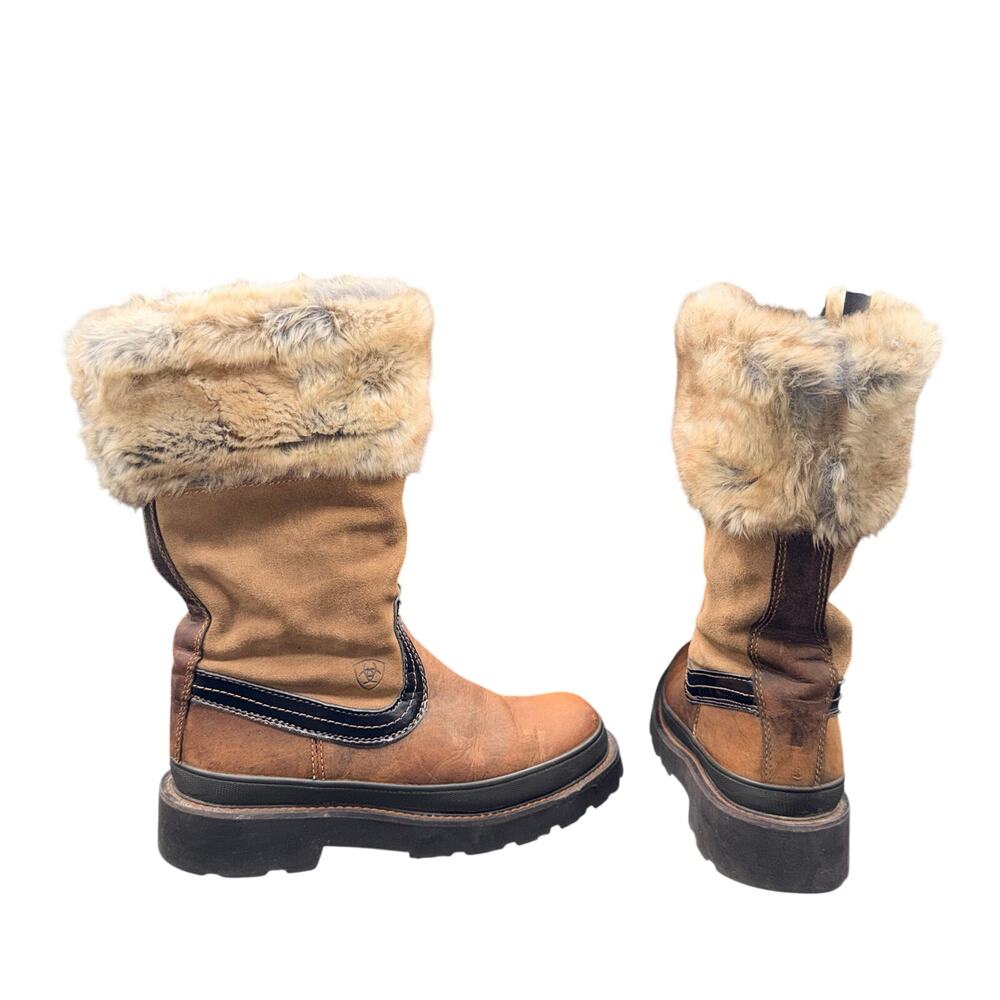 Ariat Faux Fur Winter Boots Brown Leather Suede Women’s 9.5B EUR 416